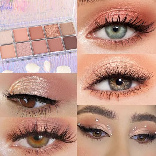 10Colors Nude Pink Brown Colorful Eyeshadow Palette Makeup,Natural Neutral Highly Pigmented Eye Shadow,Naturing-Looking Long Lasting