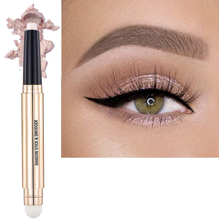 Roll over image to zoom in Eyeshadow Stick and Sponge Makeup Brush Eye Makeup Cream Shimmer Glitter Eye shadow Eyeliner Pencil Highlighter Hypoallergenic primer Natural Waterproof Long Lasting Multi-Dimensional eyes Look