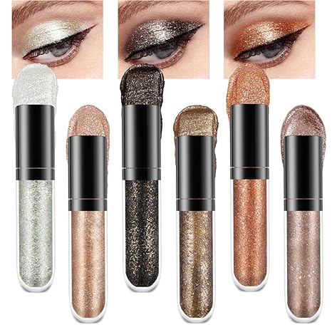 6 Colors Liquid Glitter Eyeliner,Glitter Eyeshadow ,Waterproof Long Lasting Makeup Kits