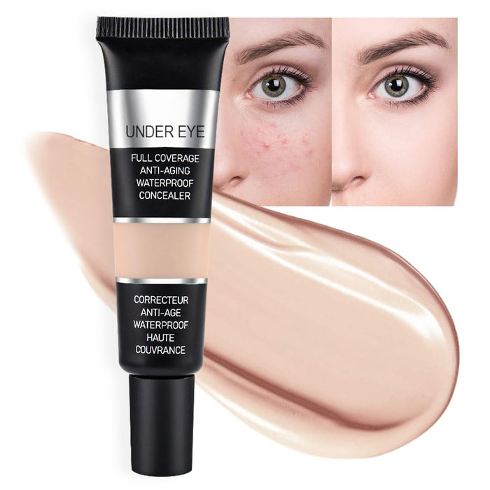 Roll over image to zoom in Pro Under Eye Full Coverage Liquid Concealer to Cover Dark Circles, Scars, Redness, Spots, Fine Lines, Corrector Anti-Aging Natural Finish, Moistening Smooth Cream, Waterproof 0.4 fl oz - Nude#