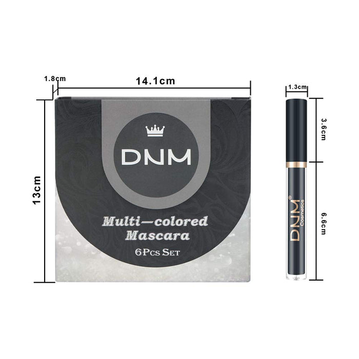 DNM 6 Color Colored Colorful Waterproof Mascara, Blue White Black Brown Purple for eyelashes Long lasting Charming Voluminous for Women Cruelty Free Vegan Eye Makeup