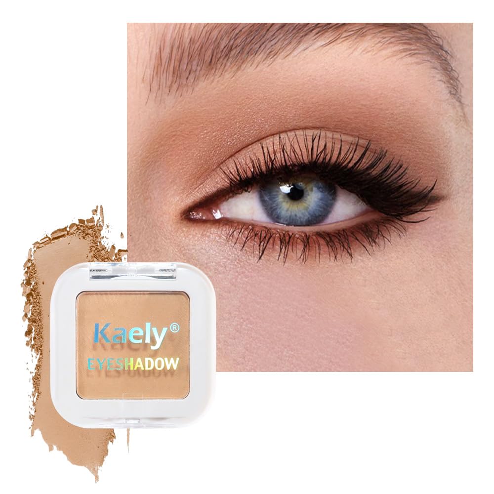 Pressed Single Eyeshadow Makeup, Taupe Matte Highly Pigmented Monochrome Eye Shadow Palette, Waterproof Neutral Powde Mini Eyeshadow, sombras para ojos, Lightweight Blendable, 05