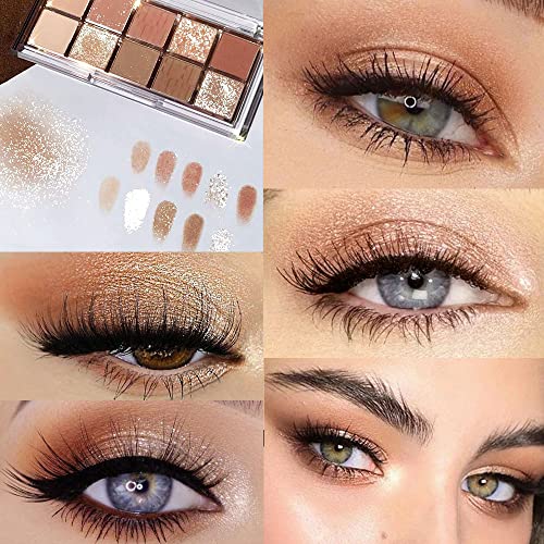 10Colors Nude Light Brown Eyeshadow Palette Makeup,Natural Neutral Highly Pigmented Eye Shadow,Naturing-Looking Long Lasting Waterproof
