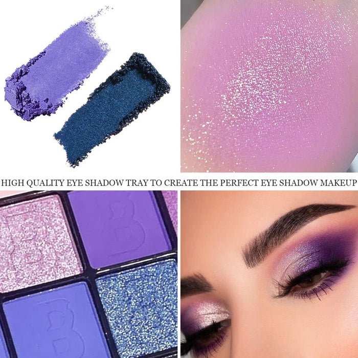 evpct 16 Colors Glitter Shimmer Matte Light Navy Blue Purple Pink Eyeshadow Makeup Palette Pallet Waterproof Highly Pigmented Smokey Pressed Sparkly Shiny Eye Shadow paletas de sombras para de ojos