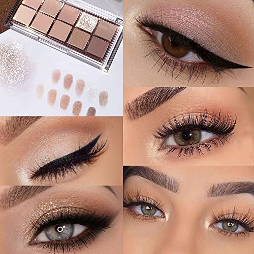 10Colors Nude Light Brown Eyeshadow Palette Makeup,Natural Neutral Highly Pigmented Eye Shadow,Naturing-Looking Long Lasting Waterproof