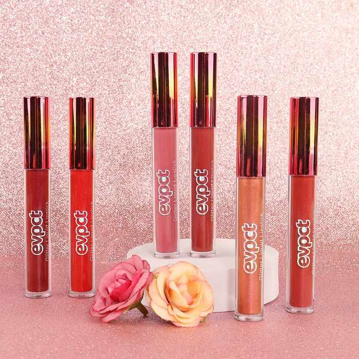 evpct 6Pcs Matte to Glitter Liquid Lipstick Long Lasting Lip Set Kit,6 Color Diamond Shiny Dark Red Pink Purple Glitter Sparkly Glossy Metallic Shimmer Sparkle Waterproof Lipstick Lip Gloss for Women