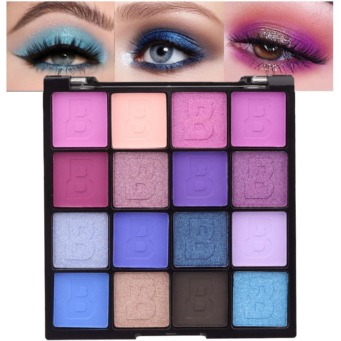 evpct 16 Colors Glitter Shimmer Matte Light Navy Blue Purple Pink Eyeshadow Makeup Palette Pallet Waterproof Highly Pigmented Smokey Pressed Sparkly Shiny Eye Shadow paletas de sombras para de ojos