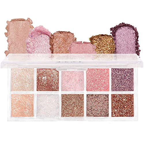 10Colors Pink Gold Purple Warm Glitter Colorful Eyeshadow Palette Makeup,Korean Natural Neutral Rainbow Eyeshadow palettes Highly Pigmented
