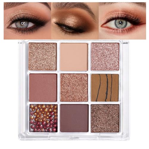 9Colors Pink Rose Gold Brown Warm Colorful Eyeshadow Palette Makeup,Korean Natural Neutral Eyeshadow palettes Highly Pigmented Naturing-Look