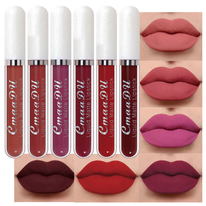 6Pcs Matte Liquid Lipstick Set Lip Stain Makeup,CmaaDu 24 Hour Long Lasting Waterproof Dark Red Matte Matt Lipsticks Lip Gloss Sets for Women Matt Liquid Lippies labiales matte larga duracion 24 Set03