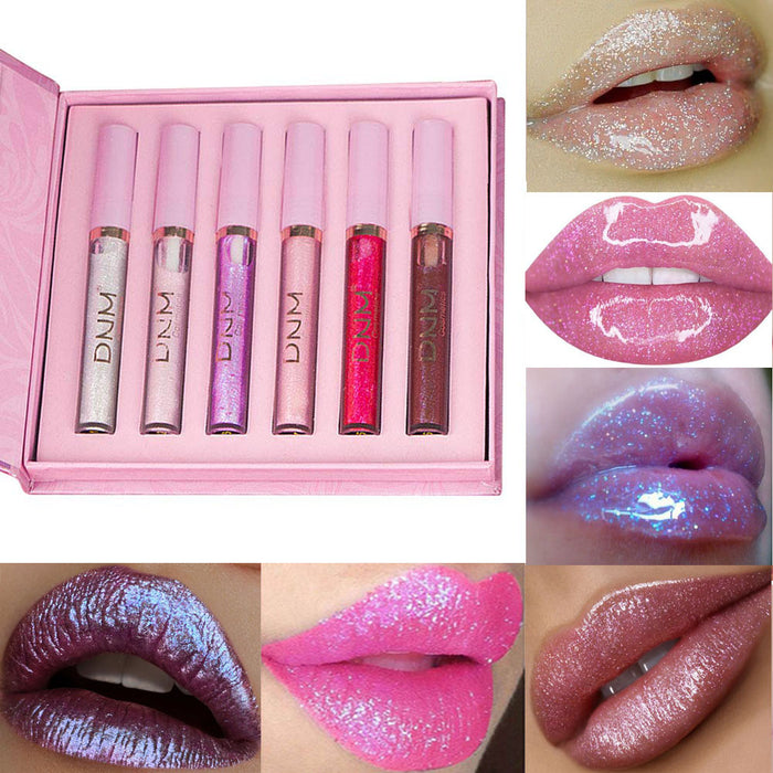 6Pcs Glitter Metallic Lip Gloss Liquid Lipstick Set Makeup Kit, 6 Colors Diamond Shimmer Shinning Sparkly Sparkling Lipstick Waterproof Long Lasting Face Eye Moisturizing High Gloss Glow