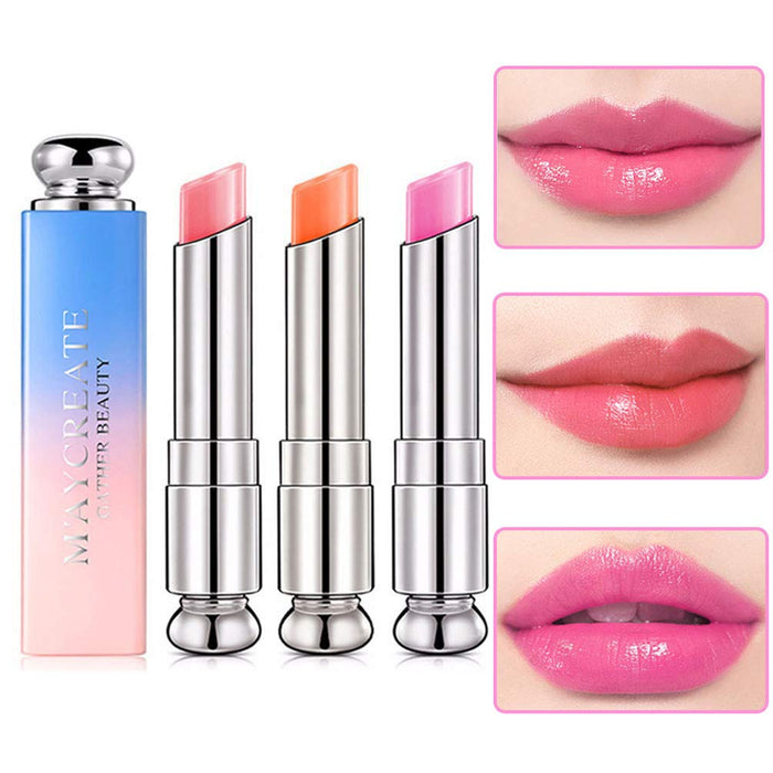 3 Pcs Color Changing Lipstick,Mood Magic Lipstick Long Lasting Moisturizer Waterproof Korean Lip Tint Jelly Crystal Lipstick Set