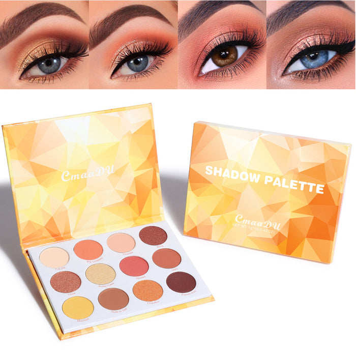 12 Colors Shimmer Eyeshadow Matte Glitter Eye Shadow Palette Natural Waterproof Long Lasting Pigmented (Set05)