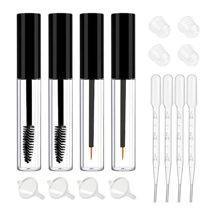 8ml Mascara Tube Empty and Wand Eyelash Cream Container Bottle 8ml Transparent Empty Mascara and Eyeliner Tubes with Rubber Inserts and Funnels Set for Castor Oil DIY Mascara?Black)