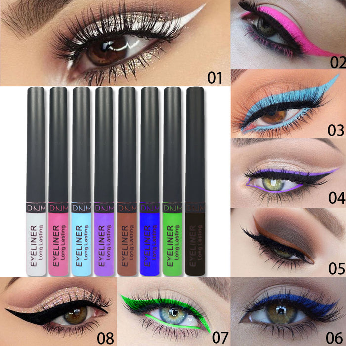 evpct 8 Colors Colored Matte Liquid Eyeliner Colorful Set,White Red Blue Black Green Purple Pink Orange Rainbow Waterproof Liquid Eyeliner Pen Pencil Set Eye Liners for Women Waterproof Smudgeproof