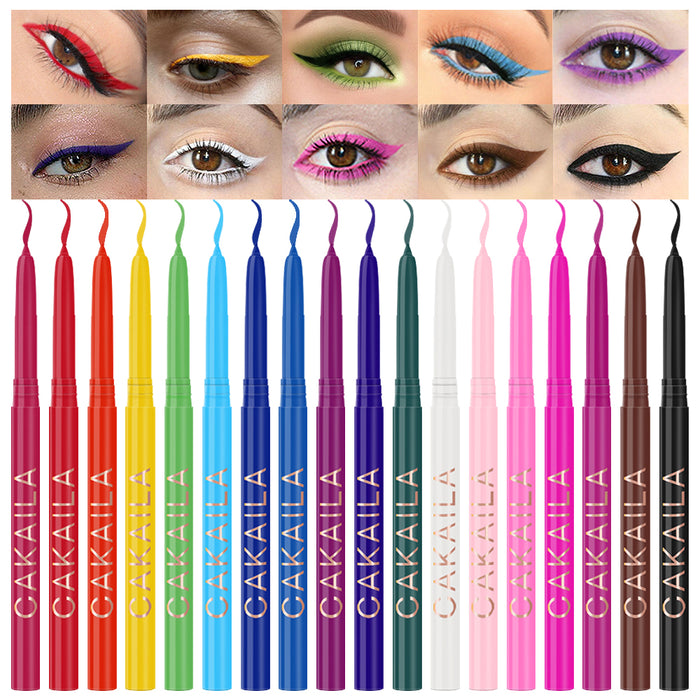 18 Colors Colored Retractable Matte Gel Eyeliner Colorful Pencil Pen Set,Eyeliner & Eye Shadow & Lip Liner Pencil Set,Blue Red White Silver Black Green Brown Pink Rainbow Waterproof Eyeliner Set Kit