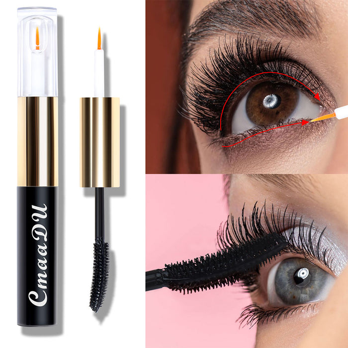 2pcs 5D Fiber Double Head Mascara & Eyelash growth, Best for Thickening and Lengthening, Waterproof Smudge-Proof Hypoallergenic and Longer Lashes New Silicone Bush Head