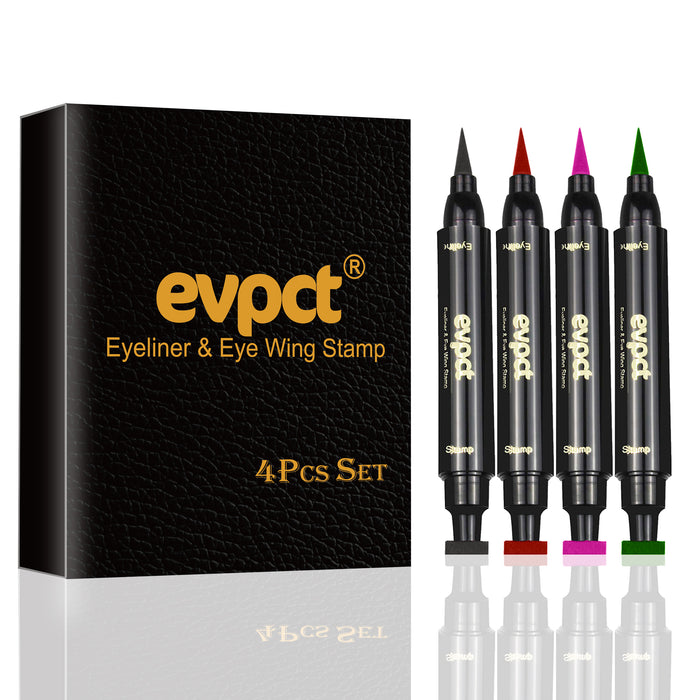 4 Color Winged Eyeliner Stamps Set,evpct Wing Waterproof Eyeliner Stamp Tool Wingliner,Black Red Pink Green Matte Liquid Eyeliner Colorful Set Colored Cat Eye Stamp Eyeliner Liners Pencil Pen Kit