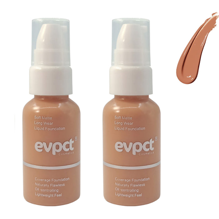 2 Pack Matte Concealer Liquid Makeup Foundation that Oil Control , evpct New 30ml Long Lasting Waterproof Foundation Cream for Women Girls(224 Tan)