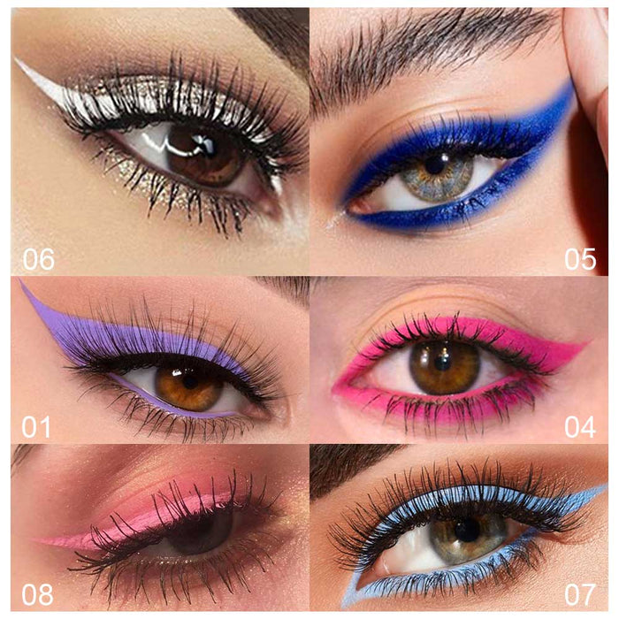 8 Colors Liquid Matte Eyeliner Set Colorful White Black Red Brown Blue Purple Yellow Green Eye Liners For Party Festival Waterproof Long Lasting Eyeshadow Pencil Quick Dry Eyes Makeup Kit
