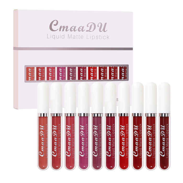 evpct 10Pcs Peony Flower Waterproof Liquid Matte Matt Lipsticks Set Matt Liquid,Dark Red 24 Hour Long Lasting Matte Lipstick Lip Stain Gloss Makeup Sets for Women labiales matte larga duracion 24 05