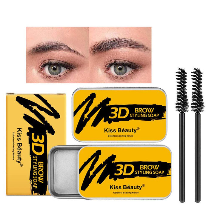 Soap Brows Kit,2Pcs/Set Eyebrow Freeze Styling Wax,Waterproof Long-lasting Eyebrows Enhancer Shaping Clear Tint Gel, Eye Brow Makeup Balm Pomade Cosmetics