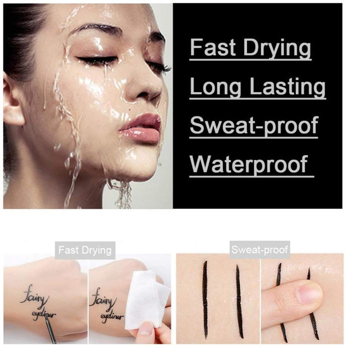 evpct 4 in 1 Flowers Hearts Moon Stars Shapes Face Stamps Eyeliner Pen Set, Face Tattoo Makeup Stamp Liquid Eyeliner Black Wing Winged Cat Eye Freckle Stamp Eyeliner Pencil Pen Waterproof Long Lasting