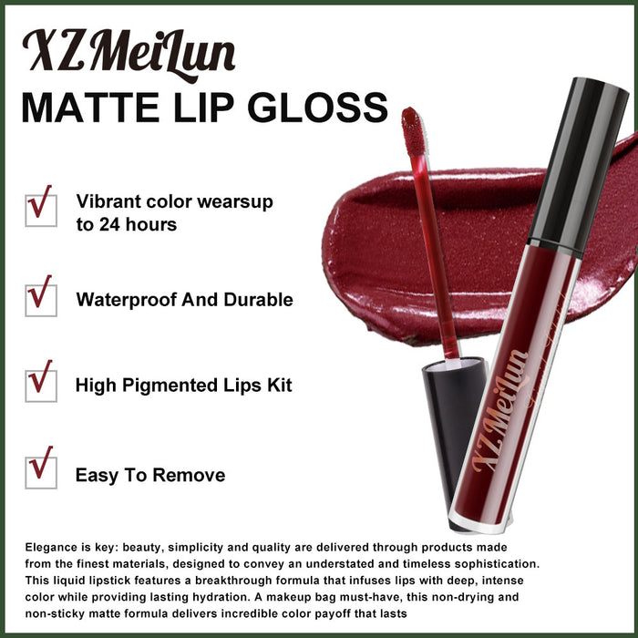 XZMeilun Matte Liquid Lipstick Lip Stain for Women, Matte Lipstick Long Lasting Lipstick 24 Hours  Waterproof