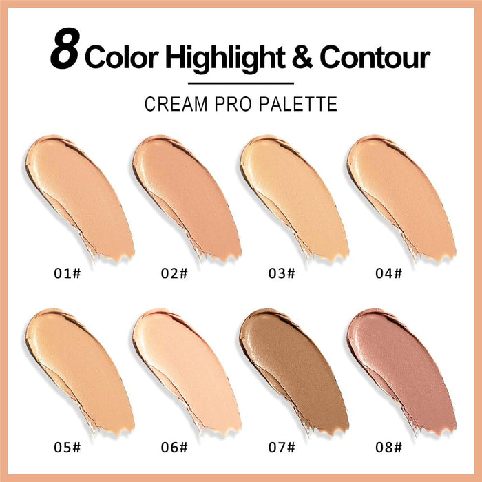 Professional Light to Medium to Dark Color Correcting Cream Contour Concealer Highlight Palette, Full Coverage Makeup Palet for Correct Dark Circles, Red Mark, Scar, etc,Waterproof-8A