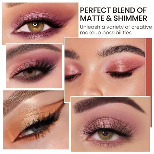 9Colors Pink Brown Violet Sparkly Eyeshadow Makeup Palette,Korean Natural Hypoallergenic Glitter Eyeshadow Palette,Highly Pigmented