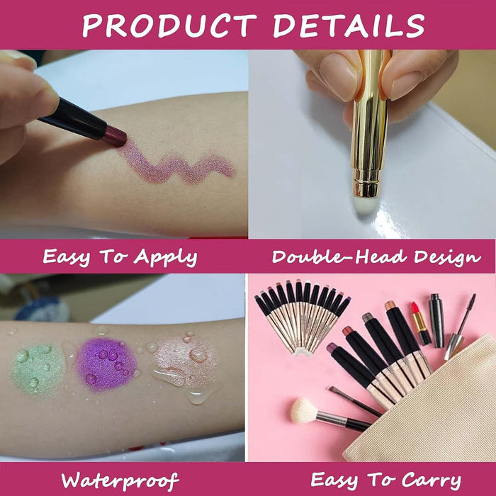 Roll over image to zoom in Eyeshadow Stick and Sponge Makeup Brush Eye Makeup Cream Shimmer Glitter Eye shadow Eyeliner Pencil Highlighter Hypoallergenic primer Natural Waterproof Long Lasting Multi-Dimensional eyes Look
