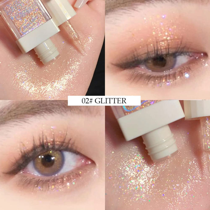 Waterproof Liquid Glitter Eyeshadow Eyeliner Makeup.Fairy Eye Shadow Iridescent Pearl Peach Gold Eyeshadow Jewels Liquid Eyeshadow Set.Liquid Sparkly Eye Liner Highlight inner corner Eye Looks 1#2#