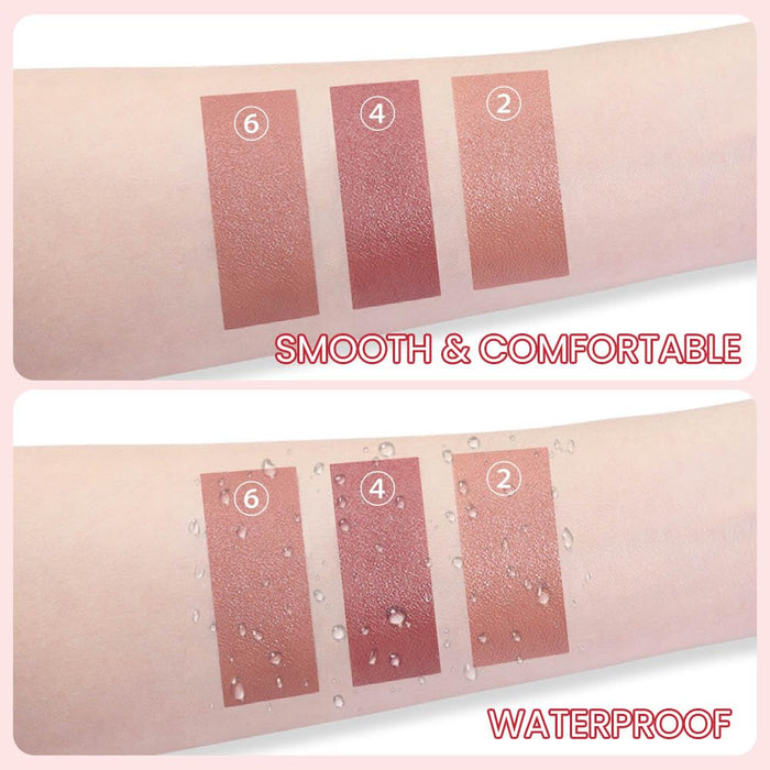 3 Colors Matt Nude Lipstick Lipliner Lip Crayons Pack Set,Velvet Moisture Smooth Matte Lipstick Pencils,Waterproof&Waterlasting,#02#04#06