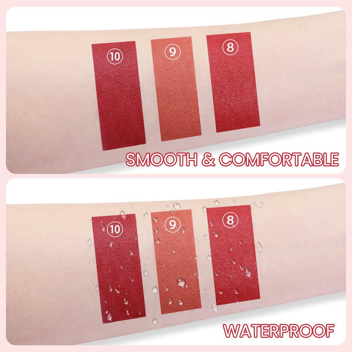 3 Colors Matt Nude Lipstick Lipliner Lip Crayons Pack Set,Velvet Moisture Smooth Matte Lipstick Pencils,Waterproof&Waterlasting,#08#09#10