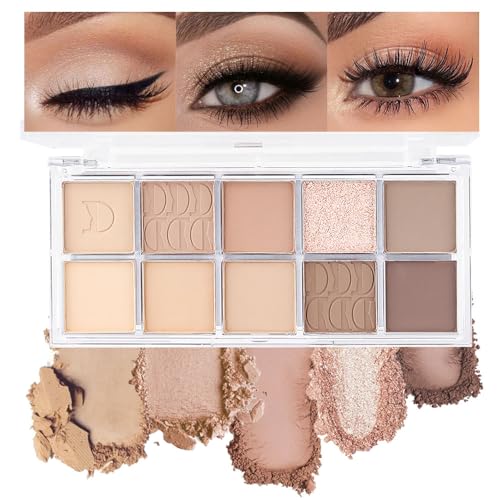 10Colors Pink Gold Brown Colorful Eyeshadow Palette Makeup,Natural Neutral Highly Pigmented Eye Shadow,Naturing-Looking Long Lasting Waterpr