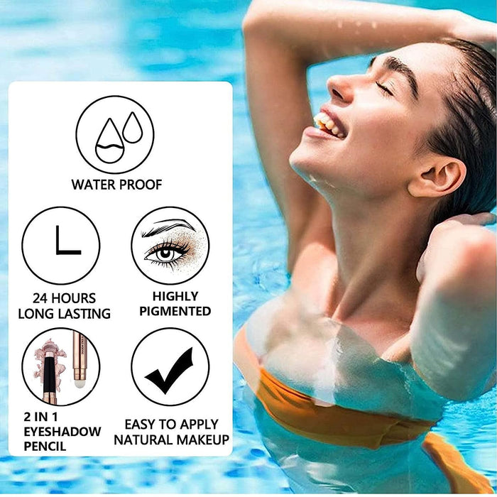Roll over image to zoom in Eyeshadow Stick and Sponge Makeup Brush Eye Makeup Cream Shimmer Glitter Eye shadow Eyeliner Pencil Highlighter Hypoallergenic primer Natural Waterproof Long Lasting Multi-Dimensional eyes Look