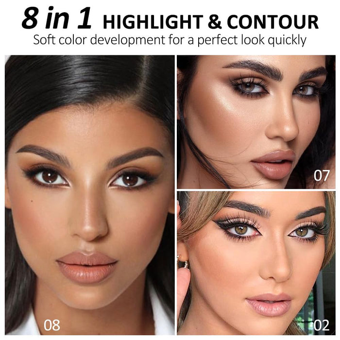 Professional Light to Medium to Dark Color Correcting Cream Contour Concealer Highlight Palette, Full Coverage Makeup Palet for Correct Dark Circles, Red Mark, Scar, etc,Waterproof-8A