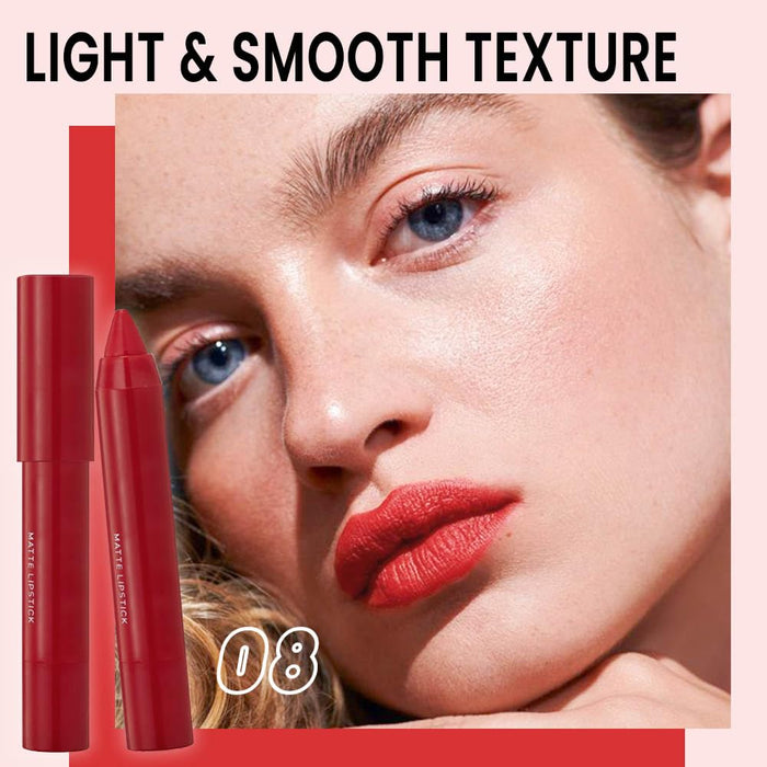 3 Colors Matt Nude Lipstick Lipliner Lip Crayons Pack Set,Velvet Moisture Smooth Matte Lipstick Pencils,Waterproof&Waterlasting,#08#09#10