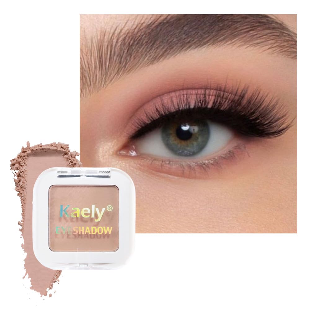 Pressed Single Eyeshadow Makeup, Taupe Matte Highly Pigmented Monochrome Eye Shadow Palette, Waterproof Neutral Powde Mini Eyeshadow, sombras para ojos, Lightweight Blendable, 05