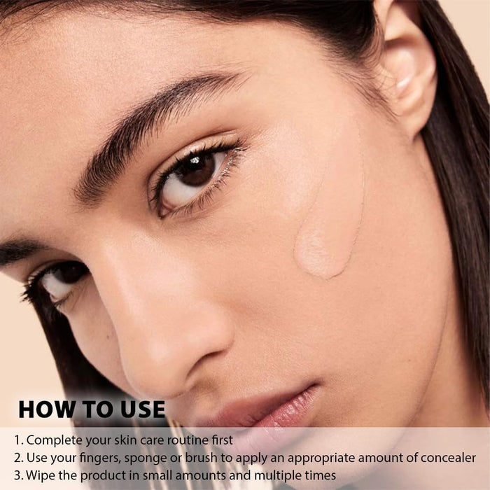 Pro Under Eye Full Coverage Liquid Concealer to Cover Dark Circles, Scars, Redness, Spots, Fine Lines, Corrector Anti-Aging Natural Finish, Moistening Smooth Cream, Waterproof 0.4 fl oz - Beige#