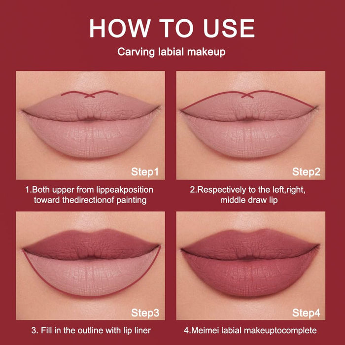 12 Pcs Natural Nude Brown Beige Colors Lip Liner Lipstick Pencils Set for Daily Makeup,Easy to Apply & Remove,Waterproof (set08)