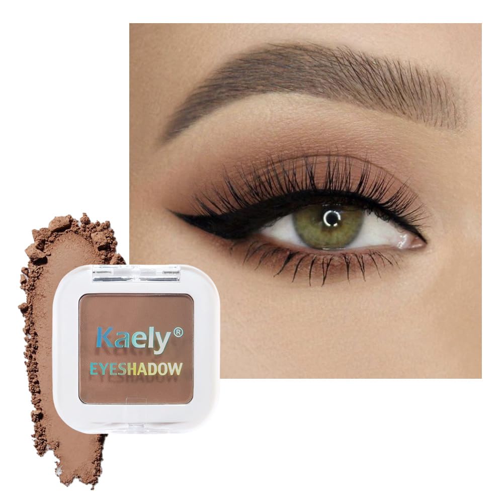 Pressed Single Eyeshadow Makeup, Taupe Matte Highly Pigmented Monochrome Eye Shadow Palette, Waterproof Neutral Powde Mini Eyeshadow, sombras para ojos, Lightweight Blendable, 05