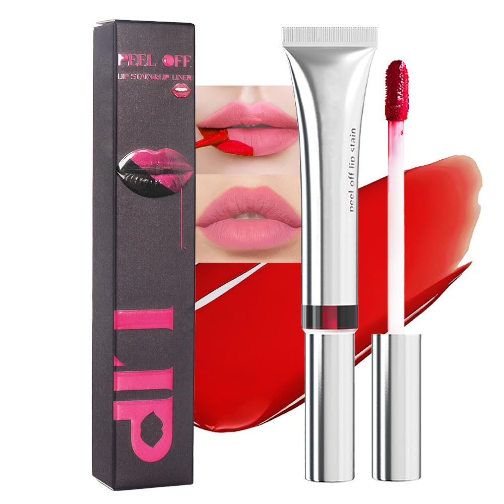 evpct Lip Tains Peel off, Peel off Lip Liner Tattoo Lip Stain Tint Gloss Marker Makeup, Long Lasting Waterproof 24 Hours Matte Finish Transfer-proof Pigmented Color Stay Lipsticks, 125 Nude Pink