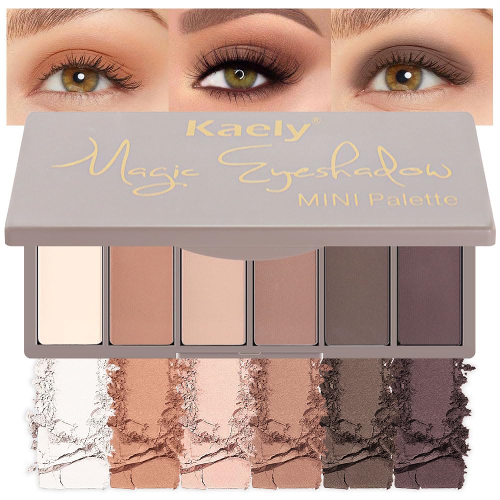 6 Color Mini Nude Eyeshadow Palette Makeup, Highly Pigmented Eye Shadow Palette Waterproof, Natural Matte Eye Shadow Palette, paleta de sombras de ojos, Vegan & Cruelty-free