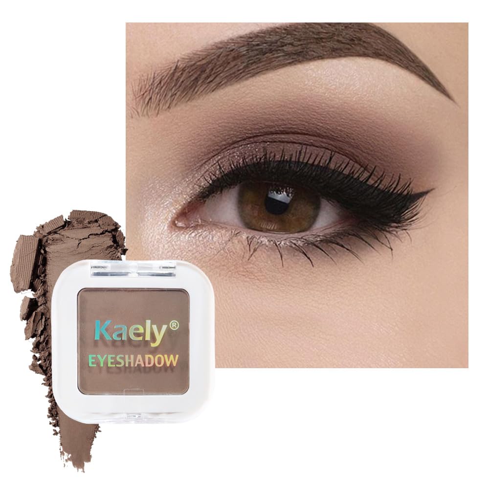 Pressed Single Eyeshadow Makeup, Taupe Matte Highly Pigmented Monochrome Eye Shadow Palette, Waterproof Neutral Powde Mini Eyeshadow, sombras para ojos, Lightweight Blendable, 05