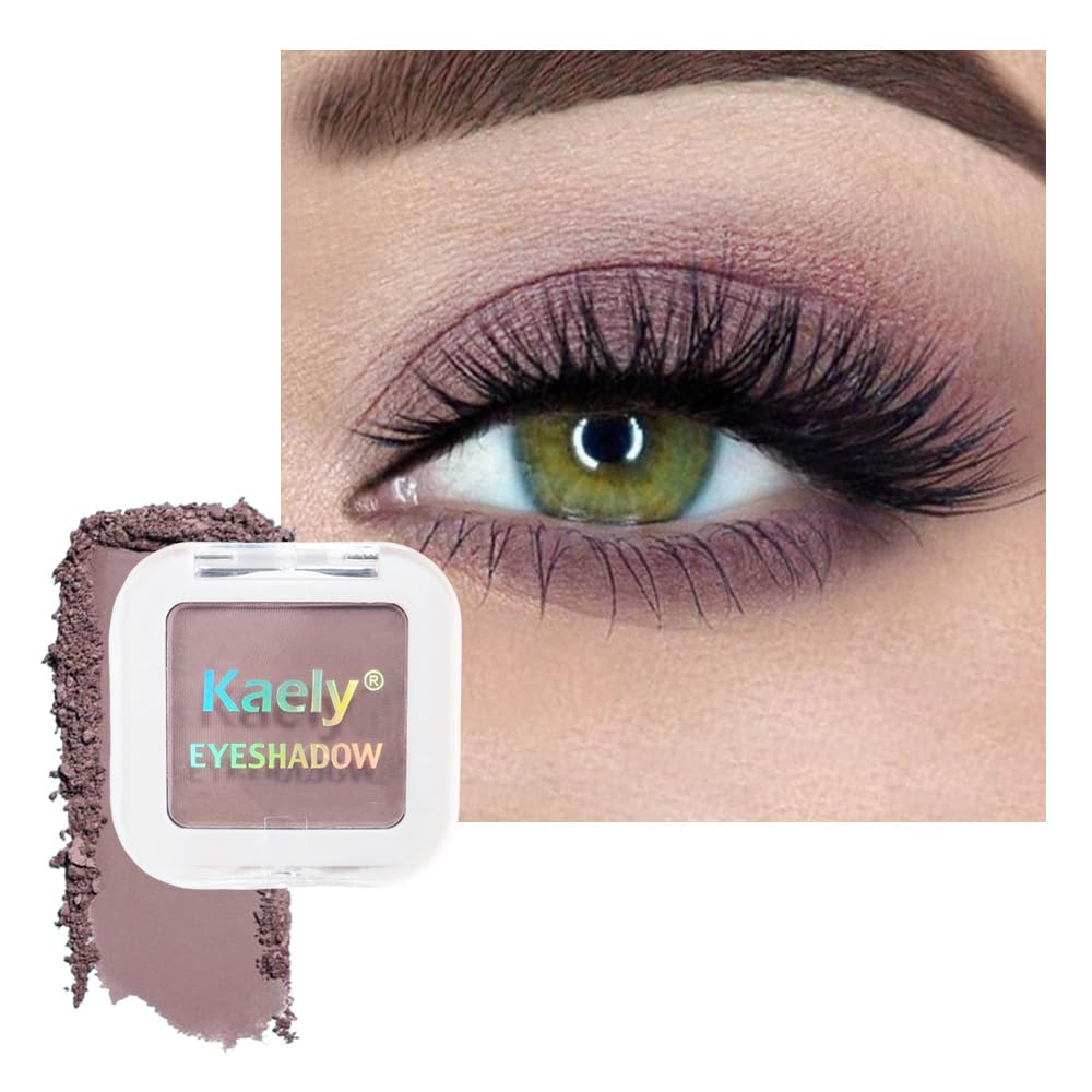 Pressed Single Eyeshadow Makeup, Taupe Matte Highly Pigmented Monochrome Eye Shadow Palette, Waterproof Neutral Powde Mini Eyeshadow, sombras para ojos, Lightweight Blendable, 05
