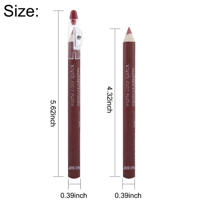 12 Pcs Natural Nude Brown Beige Colors Lip Liner Lipstick Pencils Set for Daily Makeup,Easy to Apply & Remove,Waterproof (set08)