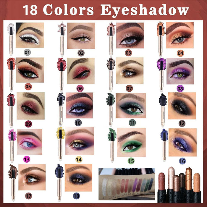 Roll over image to zoom in Eyeshadow Stick and Sponge Makeup Brush Eye Makeup Cream Shimmer Glitter Eye shadow Eyeliner Pencil Highlighter Hypoallergenic primer Natural Waterproof Long Lasting Multi-Dimensional eyes Look