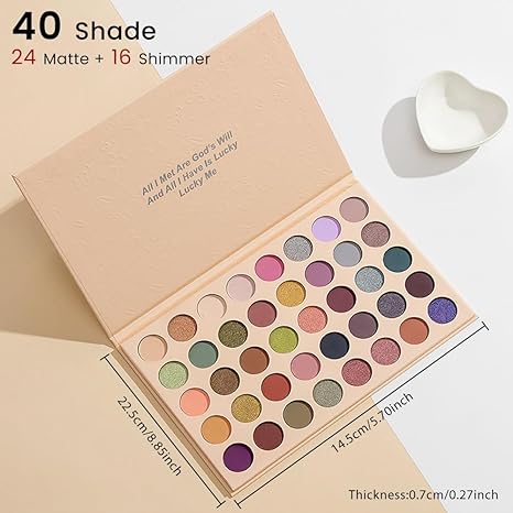 40 Girds Colorful Matte Shimmer Eyeshadow Palette for Eye Makeup,High Pigmented Eye Shadow Primers Powder Palet de sombras de ojos