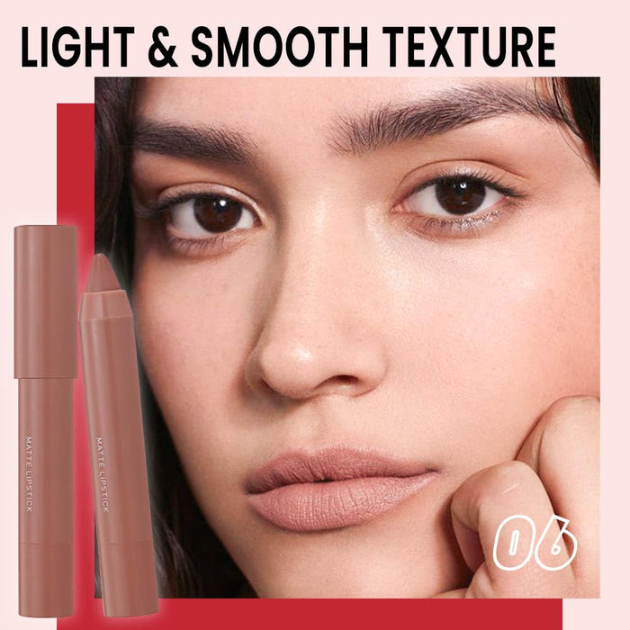 3 Colors Matt Nude Lipstick Lipliner Lip Crayons Pack Set,Velvet Moisture Smooth Matte Lipstick Pencils,Waterproof&Waterlasting,#02#04#06